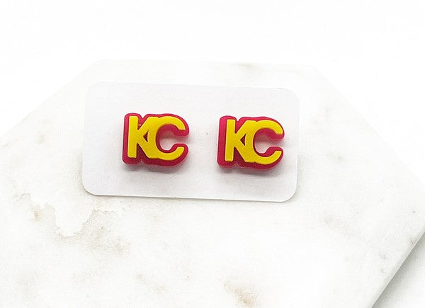 Boucles d'oreilles clous en acrylique mat KC Chiefs