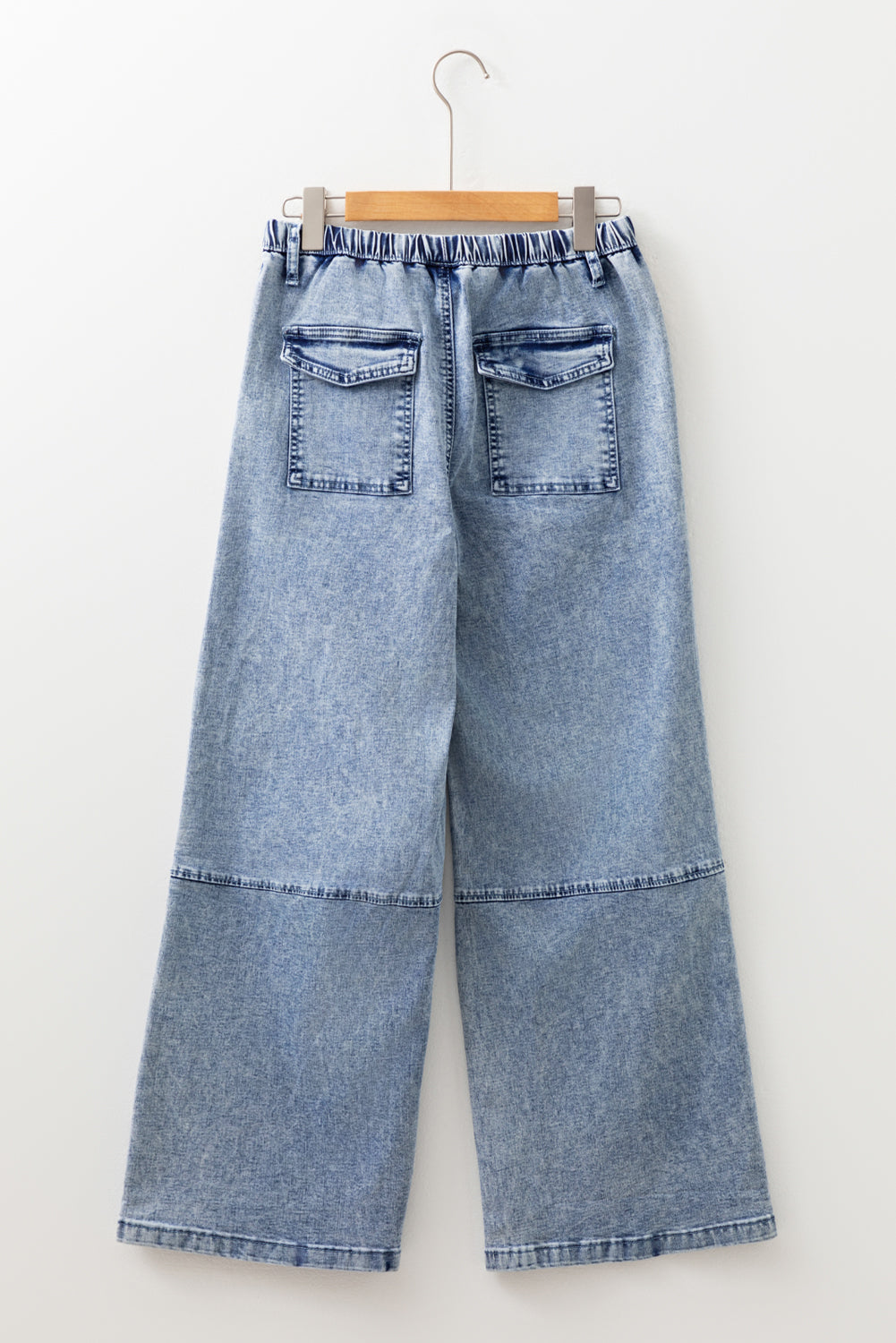 Ashleigh Blue Acid Wash Exposed Seam Drawstring Elastic Waistband Jeans