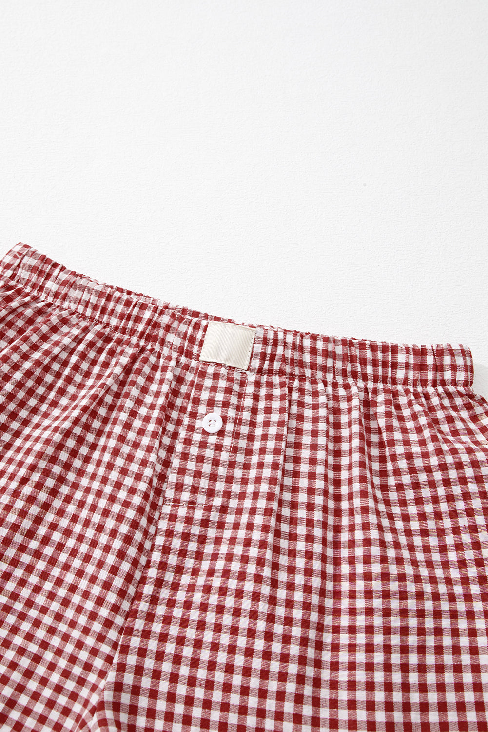 Red Gingham Printed High Waist Shorts