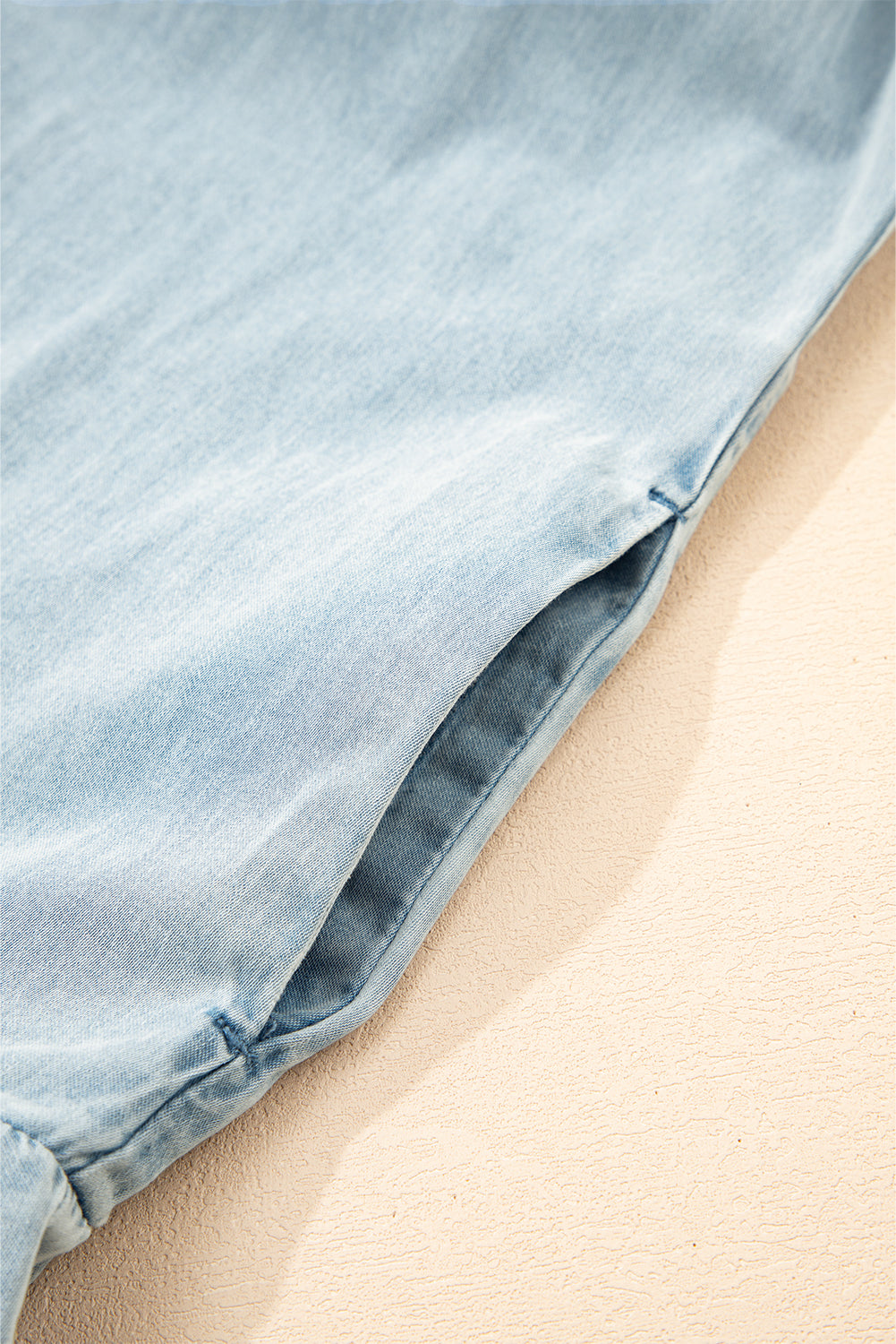 Beau Blue Bowknot Neck Sleeveless Ruffled Chambray Dress