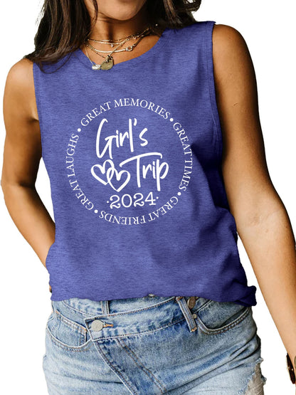 Letter Graphic Round Neck Tank