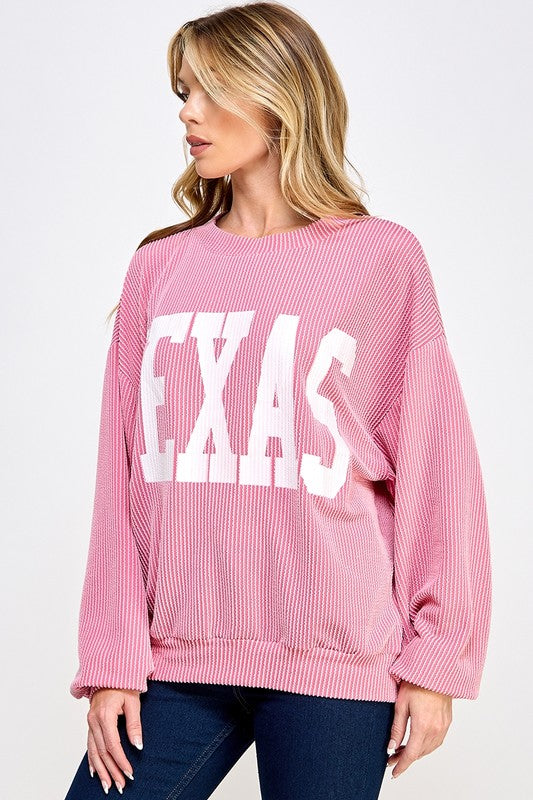 TEXAS PRINT RIB CORD SWEATSHIRT