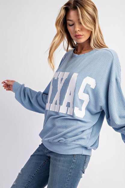 TEXAS PRINT RIB CORD SWEATSHIRT