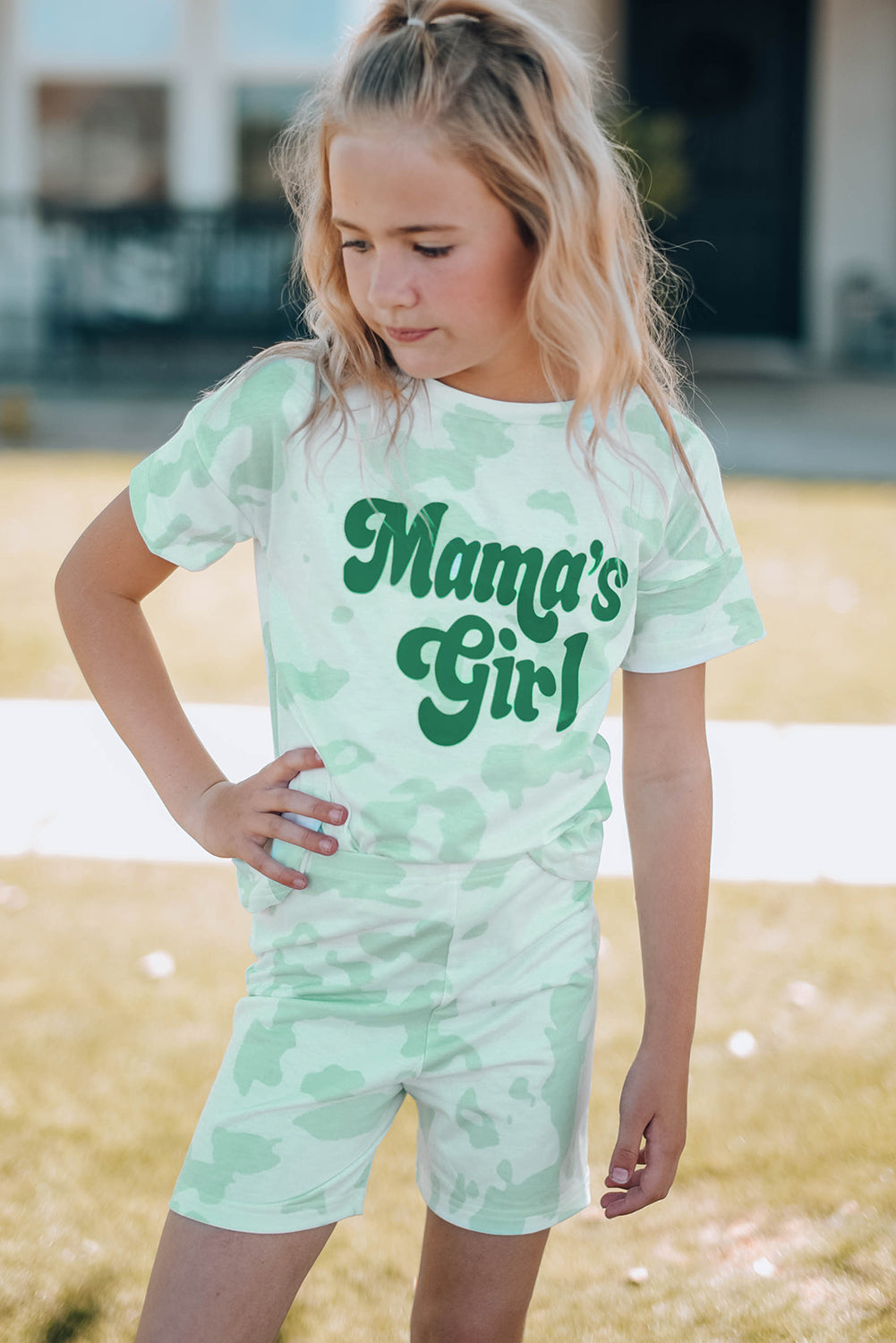 Printed Letter Graphic Lounge Set Girls