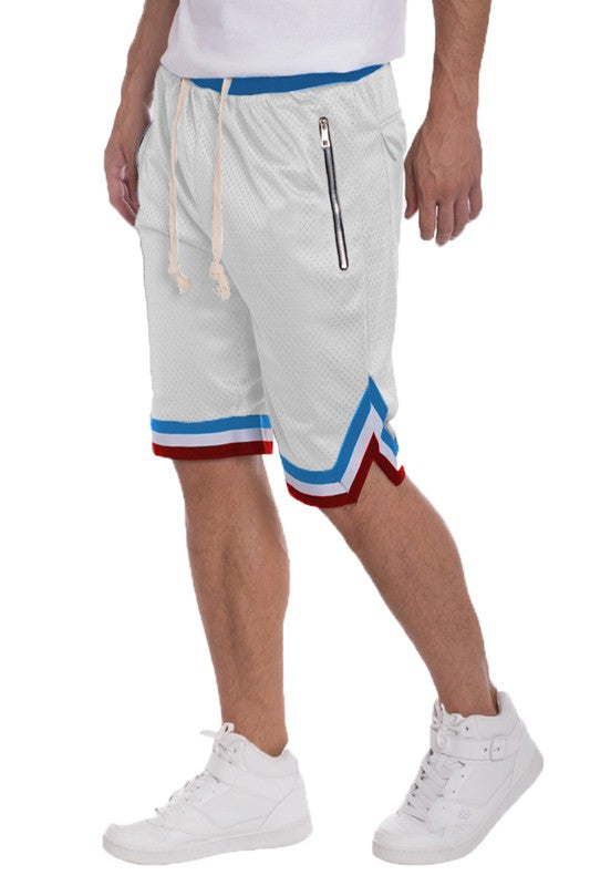 STRIPED BAND SOLID BASKETBALL SHORTS