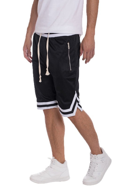 STRIPED BAND SOLID BASKETBALL SHORTS