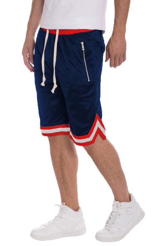 STRIPED BAND SOLID BASKETBALL SHORTS