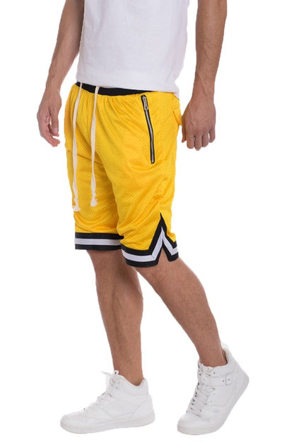 STRIPED BAND SOLID BASKETBALL SHORTS