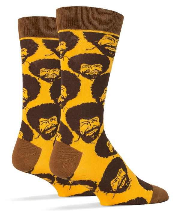 Bob Ross Flash Mob - Men's Cotton Crew Funny Socks