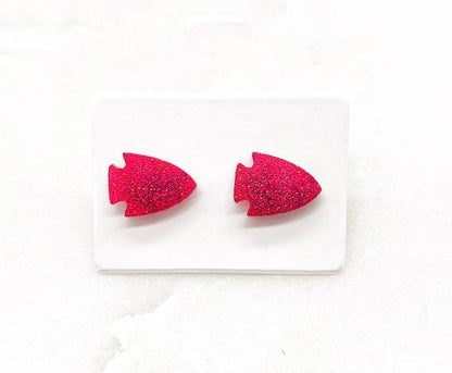 Red Arrowhead Chiefs KC Acrylic Stud Earring