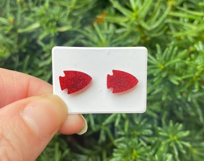 Red Arrowhead Chiefs KC Acrylic Stud Earring