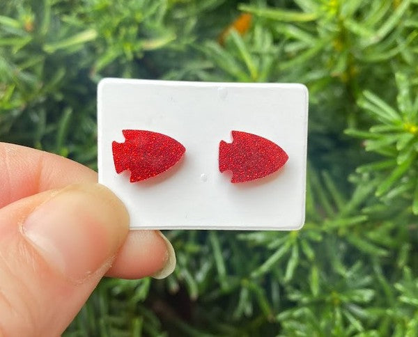 Red Arrowhead Chiefs KC Acrylic Stud Earring