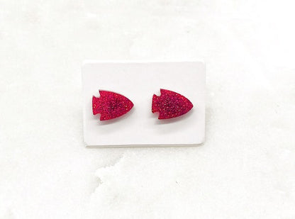 Red Arrowhead Chiefs KC Acrylic Stud Earring