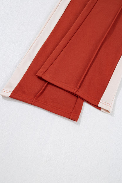 Pantalon ample taille haute avec cordon de serrage, color-block Flamingo