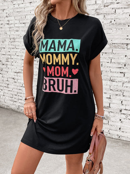 Letter Graphic Mama Short Sleeve Mini Tee Dress