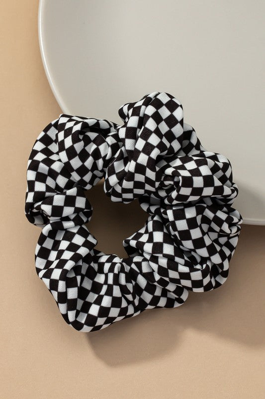 Check Pattern Soft Satin Hair Scrunchies