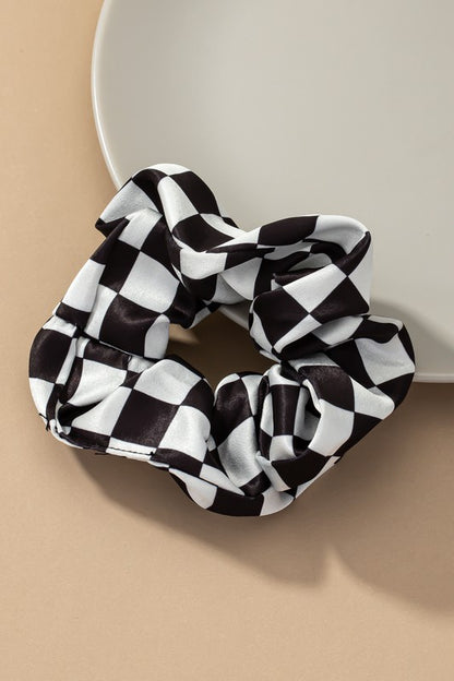 Check Pattern Soft Satin Hair Scrunchies