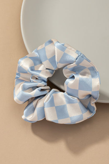 Check Pattern Soft Satin Hair Scrunchies