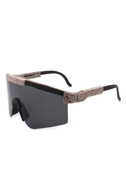 Mirrored Rectangle Sports Reflective Sunglasses