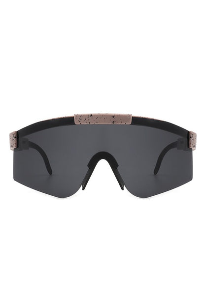 Mirrored Rectangle Sports Reflective Sunglasses