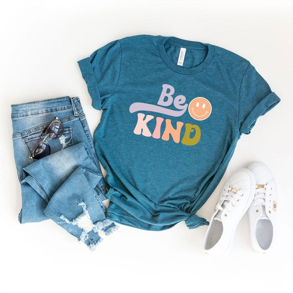 Be Kind Smiley Face Short Sleeve Graphic Tee