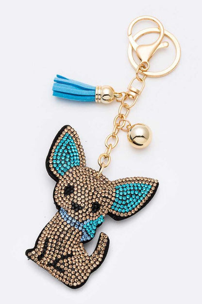 Chihuahua Rhinestone Pillow Key Chain