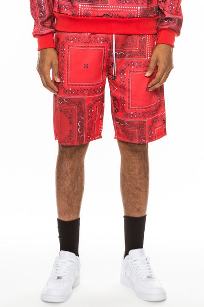 Weiv Mens Paisley Bandana Print Shorts