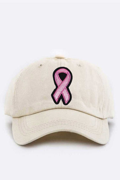 Pink Ribbon Patch Washed Canvas Cap