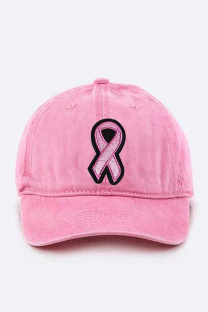 Pink Ribbon Patch Washed Canvas Cap