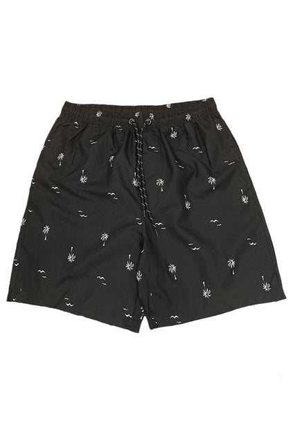 Men's Palm Tree Print Swim Shorts