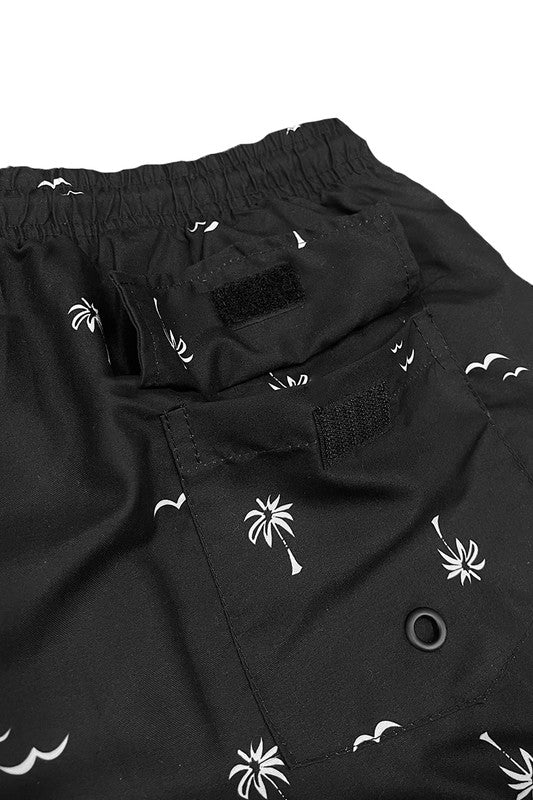 Men's Palm Tree Print Swim Shorts