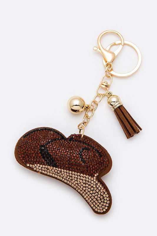 Rhinestone Cowboy Hat Pillow Key Chain