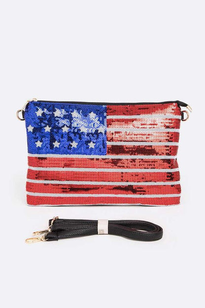 USA Flag Sequins Convertible Crossbody Bag