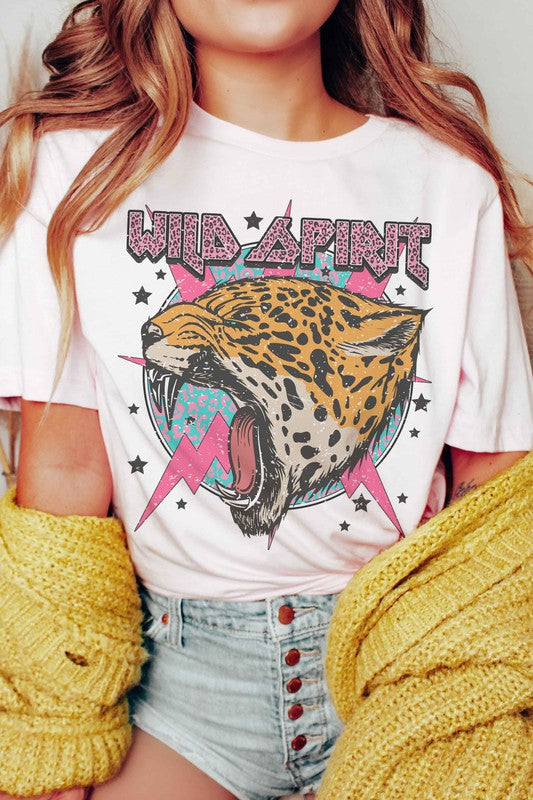 WILD SPIRIT LIGHTNING LEOPARD GRAPHIC T-SHIRT