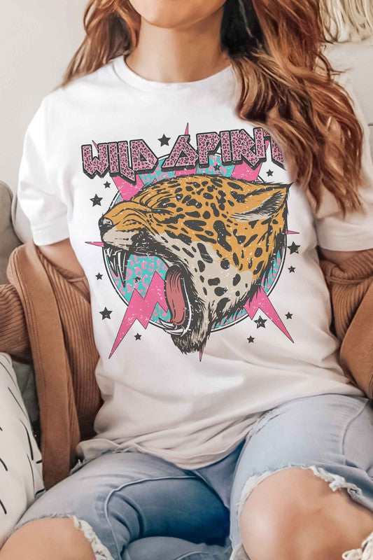 WILD SPIRIT LIGHTNING LEOPARD GRAPHIC T-SHIRT