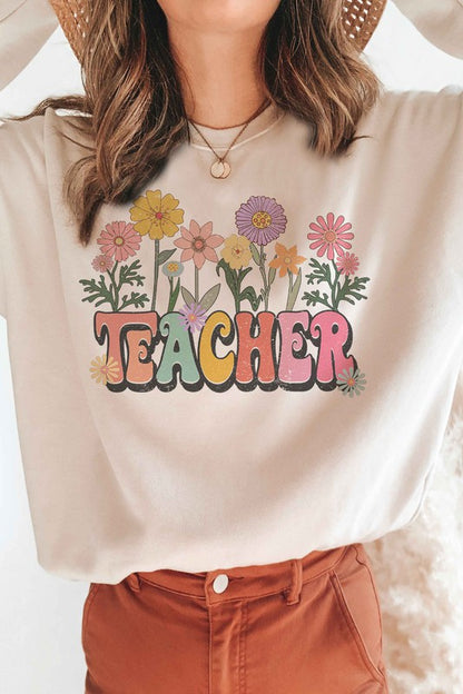 FLORAL TEACHER Graphic Sweatshirt