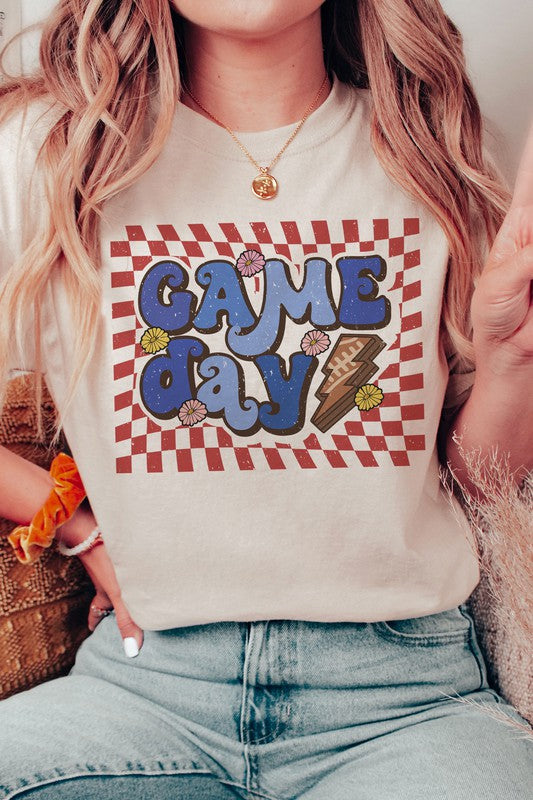 PLUS SIZE - RETRO CHECKER GAME DAY GRAPHIC TEE