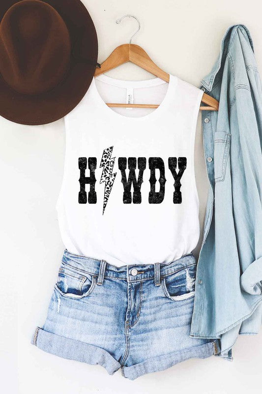 LEOPARD HOWDY GRAPHIC MUSCLE TANK