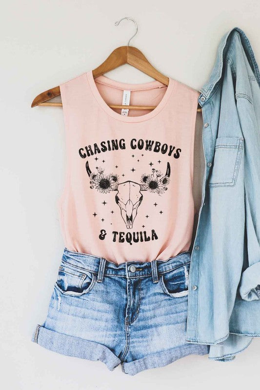 COWBOYS AND TEQUILA GRAPHIC MUSCLE TANK