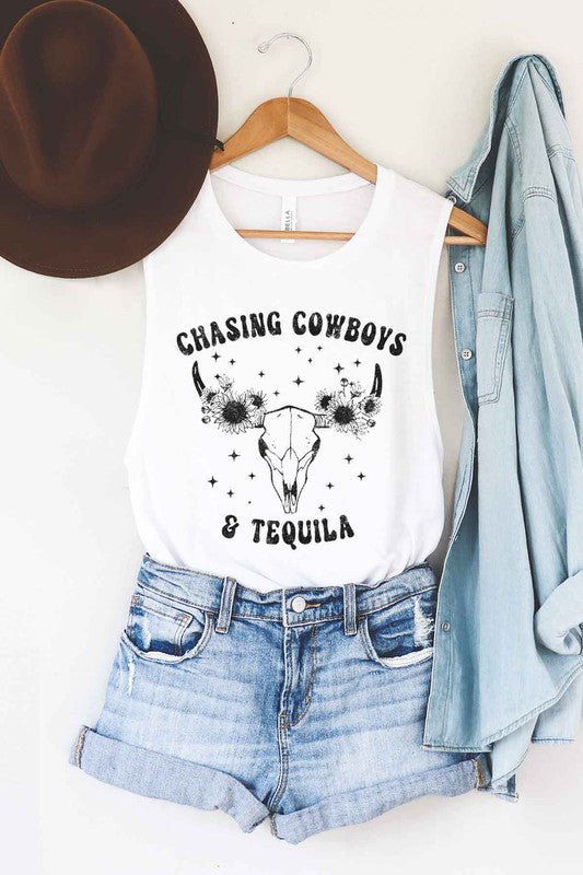 COWBOYS AND TEQUILA GRAPHIC MUSCLE TANK