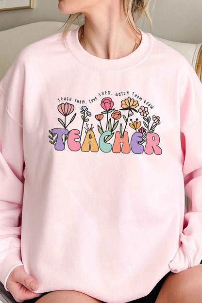 FLORAL TEACHER Graphic Sweatshirt