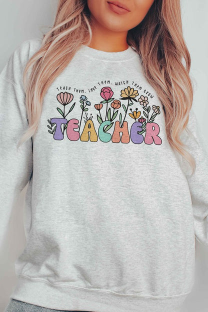 FLORAL TEACHER Graphic Sweatshirt