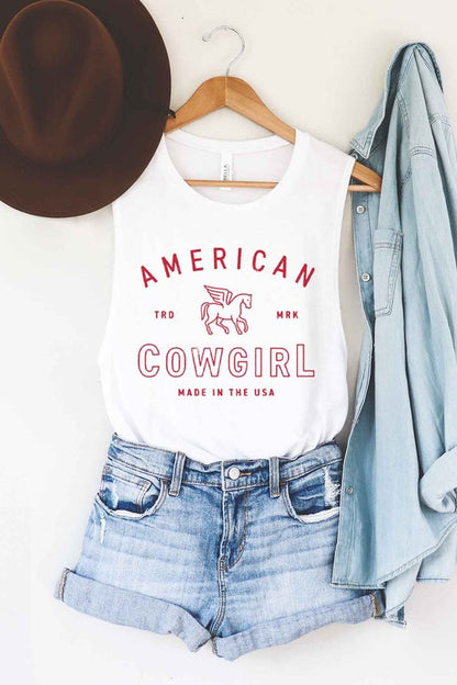 AMERICAN COWGIRL GRAPHIC MUSCLE TANK