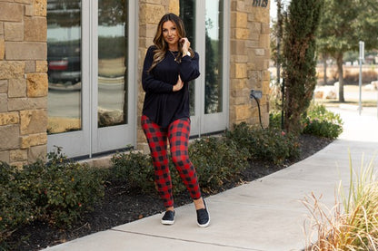 Red & Black Plaid Leggings