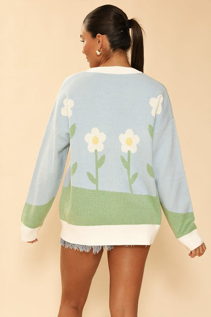 Flower field knit cardigan