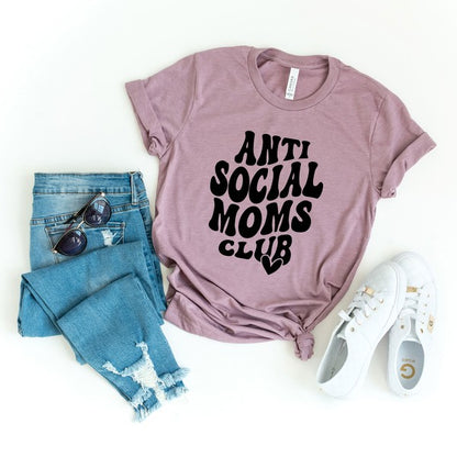 Anti Social Moms Club Heart Short Sleeve Tee