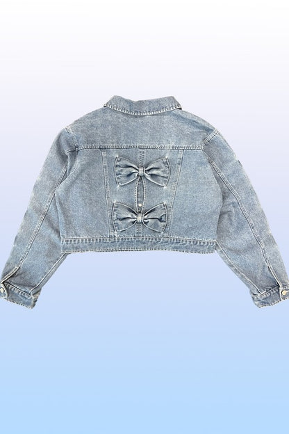 Cropped Bow Denim Jacket