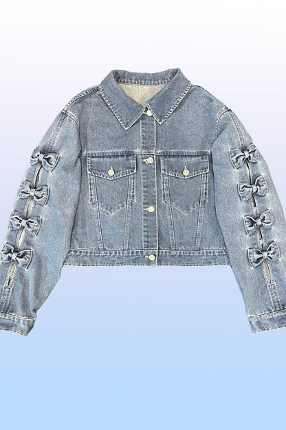 Cropped Bow Denim Jacket