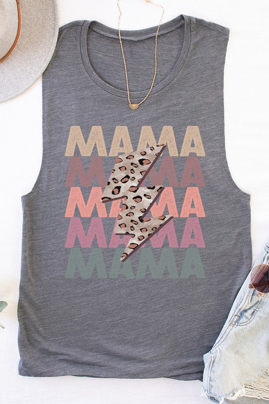 Mama Leopard Bolt Stack Muscle Tank