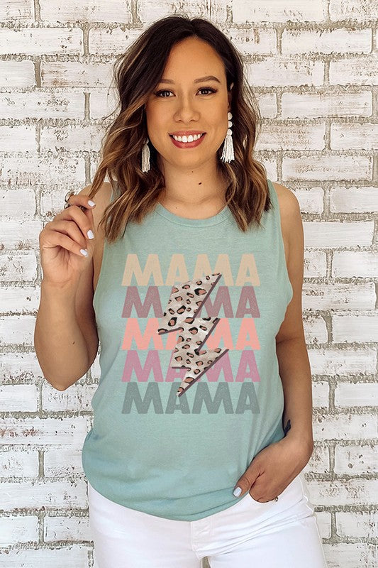 Mama Leopard Bolt Stack Muscle Tank